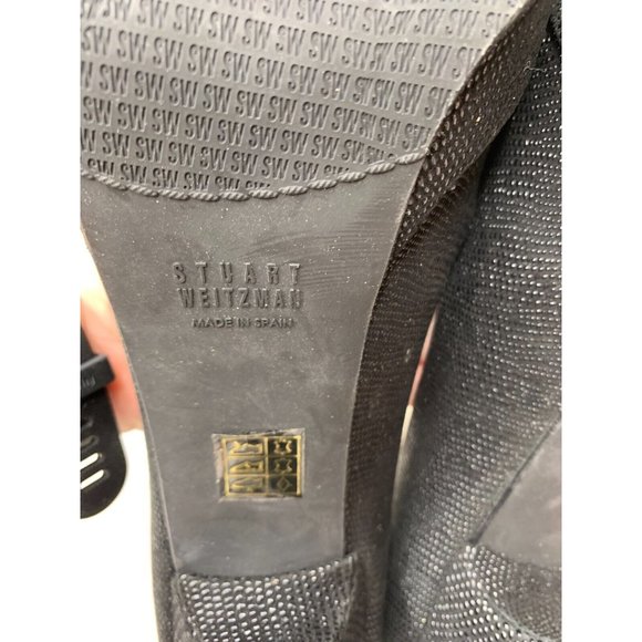 Stuart Weitzman for Russell & Bromley Black Textured Pumps Size 10 Open Toe - Picture 6 of 7